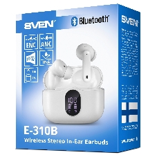 Наушники TWS SVEN E-310B белый, внутриканальные, Bluetooth, сенсорное управление, до 4 ч