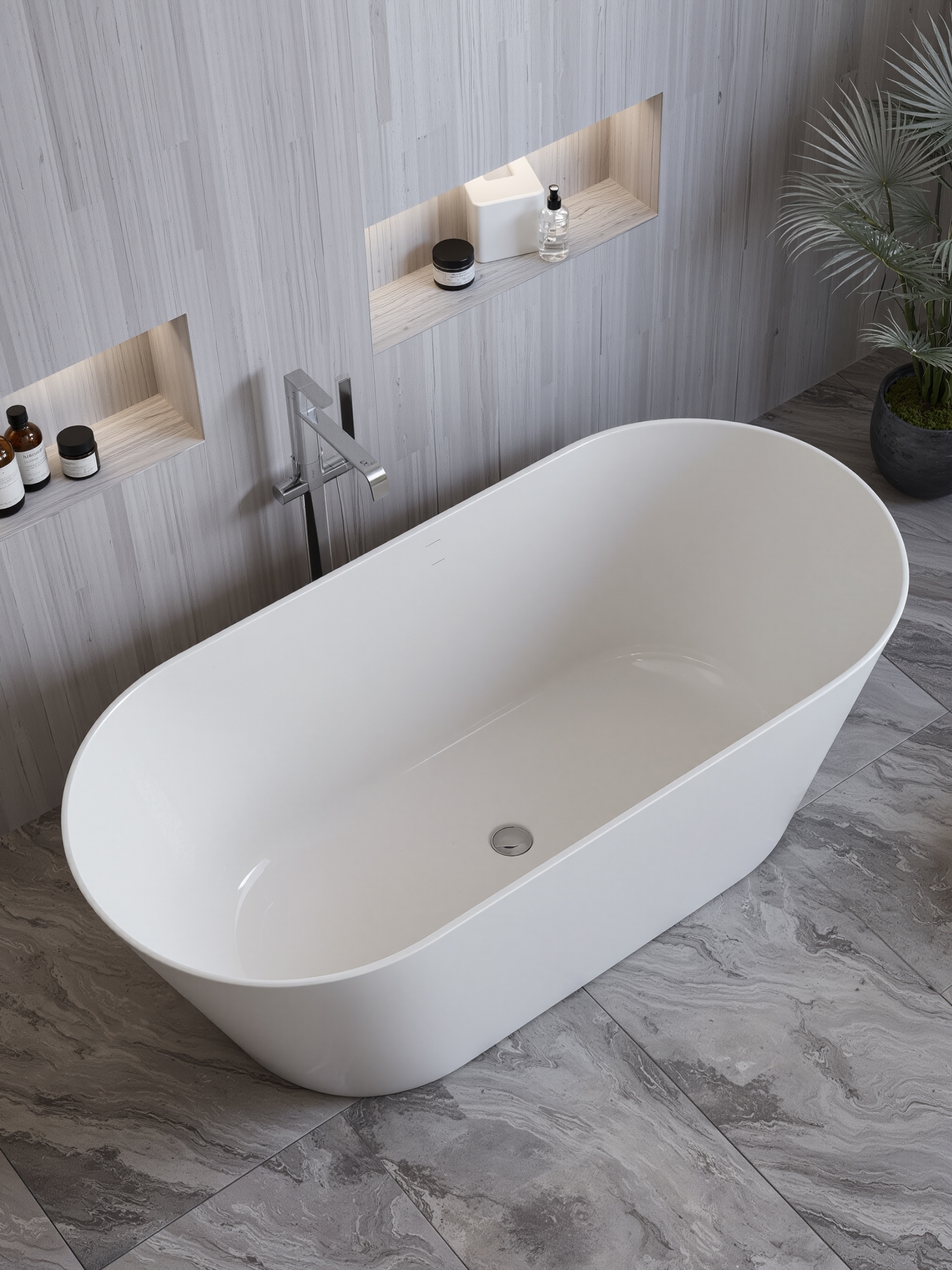 Ванна отдельностоящая акриловая BAU Flow 1500x750 белая