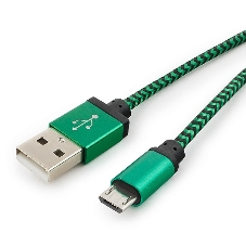 Кабель Gembird USB 2.0 Cablexpert AM/microBM 5P, 1м, нейлоновая оплетка, алюминиевые разъемы, зеленый, пакет