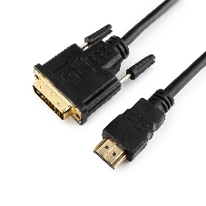 Кабель HDMI-DVI Cablexpert CC-HDMI-DVI-0.5M, 19M/19M, single link, медь, позол.разъемы, экран, 0.5м, черный, пакет