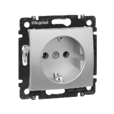 Розетка электрическая Legrand 770120 Valena с заземлением (алюминий)