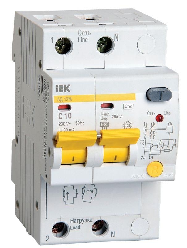 Выключатель автоматический дифференциального тока IEK MAD12-2-010-C-030 АД12М 2Р С10 30мА IEK