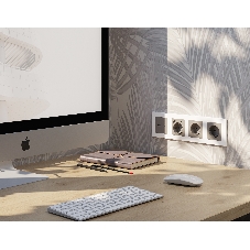 Комплект механизма электрической розетки ALFA Серо-бежевый матовый 2USB A+C 20W (быстрая зарядка) с/з QUANT (AP3700, VM160) MA370010
