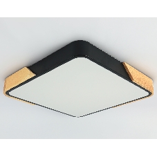 Потолочный светодиодный светильник Ambrella light FZ1316 BK/LW черный/светлое дерево 36W 5000K 400*400*50 (без ПДУ)