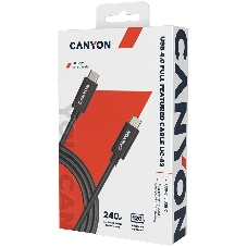 Кабель CANYON UC-42, USB4 TYPE-C to TYPE-C cable assembly 20G 2m 5A 240W(ERP) with E-MARK, CE, ROHS, черный