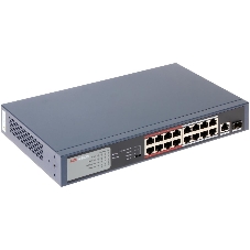 Коммутатор Hikvision DS-3E0318P-E(B), 16×1 Гбит/с PoE + 2×1 Гбит/с, неуправляемый
