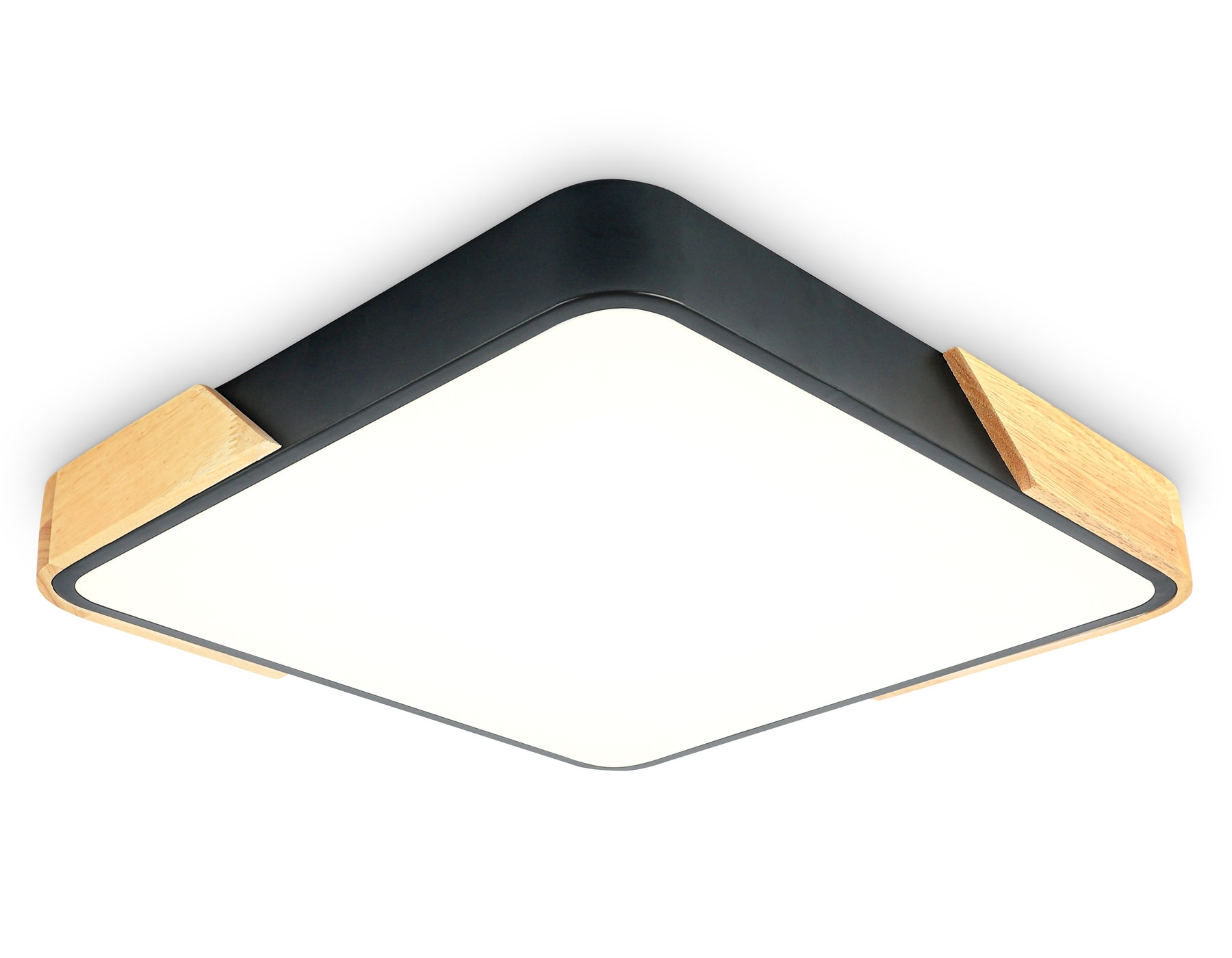 Потолочный светодиодный светильник Ambrella light FZ1317 BK/LW черный/светлое дерево 45W 5000K 500*500*50 (без ПДУ)