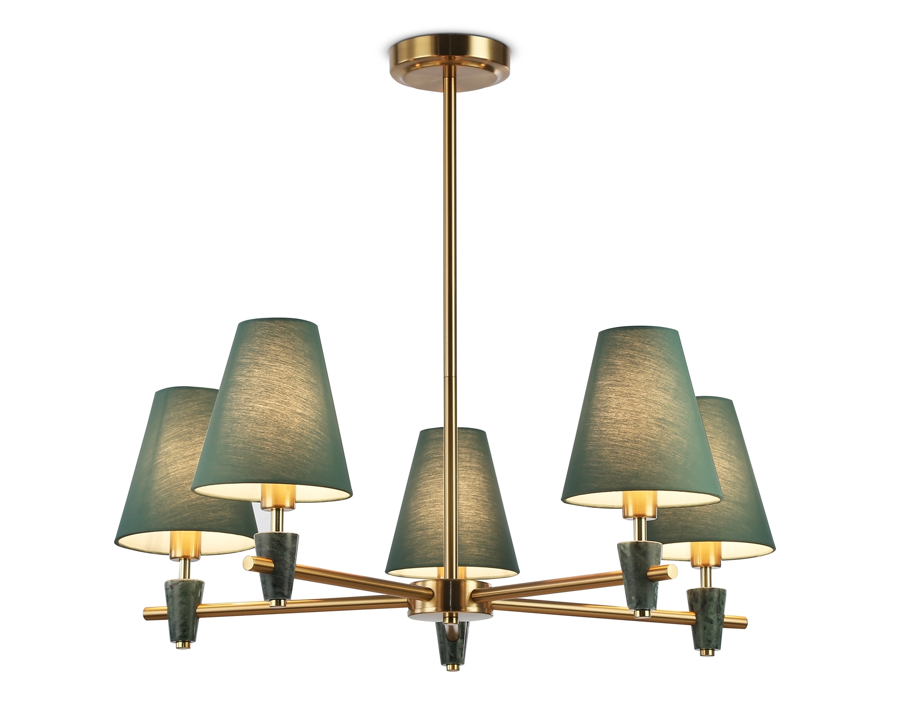Люстра Ambrella light LH75051/5 BS/GN латунь/зеленый E14*5 max 40W D700*580
