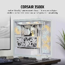Корпус без блока питания/ Case Corsair 3500X, Midi-Tower, TG, no fan, 2xUSB-A 3.2, 1xUSB 3.2 Type-C, E-ATX, ATX, mATX, mITX White