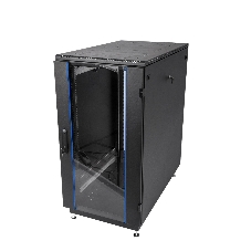 Шкаф коммутационный ЦМО ШТК-М-18.6.6-1ААА-9005 18U 600x600 мм пер. дв. стекл задн. дв. стал.лист 2 бок. пан. направл. под закл.гайки 270 кг черный