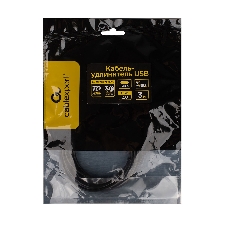 Кабель-удлинитель USB2.0 Cablexpert CCP-USB2-CMCF-3M, Type-C(М)/Type-C(F), 3А, 60Вт, PD/QC3.0, медь, Pro, 3м, черный, пакет