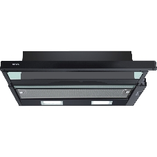 Встраивамая вытяжка Bosch Serie 2 DFT63CA60Q с выдвижным экраном, 60 см, черный, производительность до 300 м3/ч, режим отвода/циркуляции, 3 ступени мощности, кулисные переключатели, LED-освещение