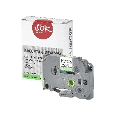 Кассета с лентой S'OK by Sakura Printing TZED31 для Brother, черный на зеленом, 12мм/8м, наклейка