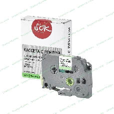Кассета с лентой S'OK by Sakura Printing TZED31 для Brother, черный на зеленом, 12мм/8м, наклейка