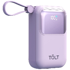 Портативный аккумулятор TOLT Lit LT-LL10T, 10000mAh, 22,5W, fast charging and PD, violet/ Powerbank TOLT Lit LT-LL10T, 10000mAh, 22,5W, fast charging and PD, violet