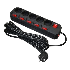 Сетевой фильтр Buro 500SH-5-SW-B 5 м, 5 розеток, черный, коробка