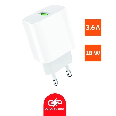 Сетевое зарядное устройство GoPower GPQC07 1USB 18W QC3.0 белый