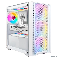 Корпус Ginzzu CL640 mATX FAN 4*12FRGb передняя панель Сетка Белый
