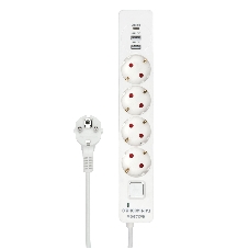 Сетевой фильтр Гарнизон EPS-OP-4-CU2-W-2 2.0 Мультипорт 4 р, 10А, 1xType-C PD, 2 х USB QC, 2 м, ур.защиты 4+, белый, пак (21449)
