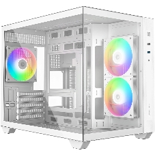Корпус Case ID-Cooling VIEW 500 ARGB White mATX/win TG/3 fans/Gen2 Type C/CPU 162mm/GPU 407mm/no PSU