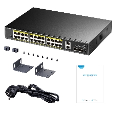 Коммутатор Cudy GS1026PS2, 24×1 Гбит/с, 2×1 Гбит/с Combo (RJ-45/SFP), 2×1 Гбит/с SFP