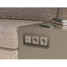 Комплект механизма розетки ALFA Серо-бежевый матовый 2USB A+C 20W (быстрая зарядка) QUANT (AP3710, VM177) MA371010