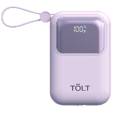 Портативный аккумулятор TOLT Lit LT-LL10T, 10000mAh, 22,5W, fast charging and PD, violet/ Powerbank TOLT Lit LT-LL10T, 10000mAh, 22,5W, fast charging and PD, violet