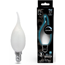 Лампа светодиодная Gauss Filament 104201209-D 9Вт цок.: E14 свеча 220B 4100K св. свеч. белый нейт. (упак.: 10 шт)