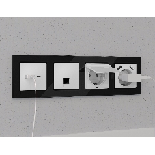 Комплект механизма розетки ALFA Белый матовый 2USB A+C 20W (быстрая зарядка) QUANT (AP1310, VM177) MA131010
