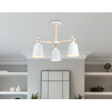Светильник Ambrella light TR82204/3 WH/LW белый/светлое дерево E27/3 max 40W D560*430