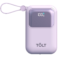 Портативный аккумулятор TOLT Lit LT-LL10T, 10000mAh, 22,5W, fast charging and PD, violet/ Powerbank TOLT Lit LT-LL10T, 10000mAh, 22,5W, fast charging and PD, violet