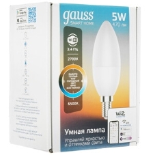 Лампа Светодиодная Gauss Smart Home DIM CCT E14 C37 5 Вт