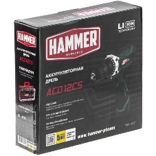 Дрель-шуруповерт Haммer ACD12CS, 12 В, 1,5 Ач, 26 Нм, щеточный