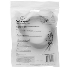 Кабель USB2.0 Cablexpert CCF-USB2-AMBM-TR-15, AM/BM, медь, двойн.экран, фер.кольцо, Pro, 4.5м, прозрач, пакет
