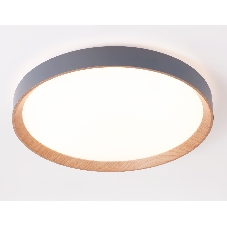 Потолочный светодиодный светильник Ambrella light FZ1322 GR/LWD серый/светлое дерево IP20 60W 3000-6400K D490*80 (ПДУ ИК)