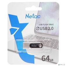 Флешка USB Netac U278 (NT03U278N-064G-20PN), 64Gb, USB 2.0, R/W 50/10, серебристый/черный