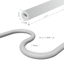 Лента светодиодная LS003 220V /  Гибкий неон 9.6W 144Led 2835 IP67 16mm 6500K круглый холодный белый, 50 м