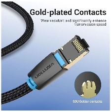 Патч-корд Vention прямой SFTP cat.8 RJ45 - 3 м. черный Тканевая оплетка