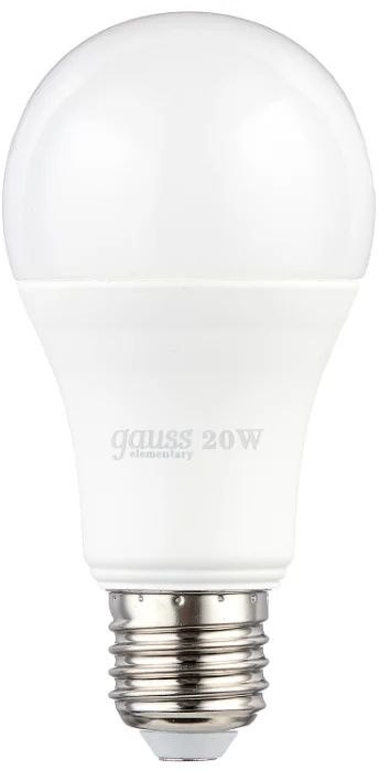 Лампа светодиодная Gauss Elementary 20Вт цок.: E27 груша 220B 3000K св. свеч. белый. теп. A60 (упак.: 10 шт)