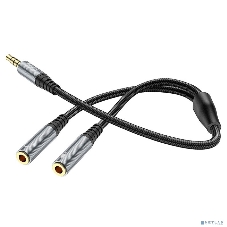 Аудио-переходник HOCO UPA21/ AUX аудио кабель/3.5 mm jack M - 2x3.5 mm jack F/ 0.25m/ Black