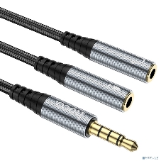 Аудио-переходник HOCO UPA21/ AUX аудио кабель/3.5 mm jack M - 2x3.5 mm jack F/ 0.25m/ Black