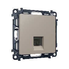 Комплект механизма компьютерной розетки ALFA Серо-бежевый матовый RJ-45(8P8C) CAT6 с шторкой QUANT (AP3720, VM188) MA372010
