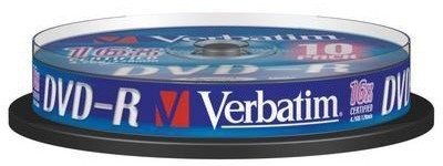 Диск DVD-R Verbatim 4.7Gb 16x Cake Box (10шт) (43523)