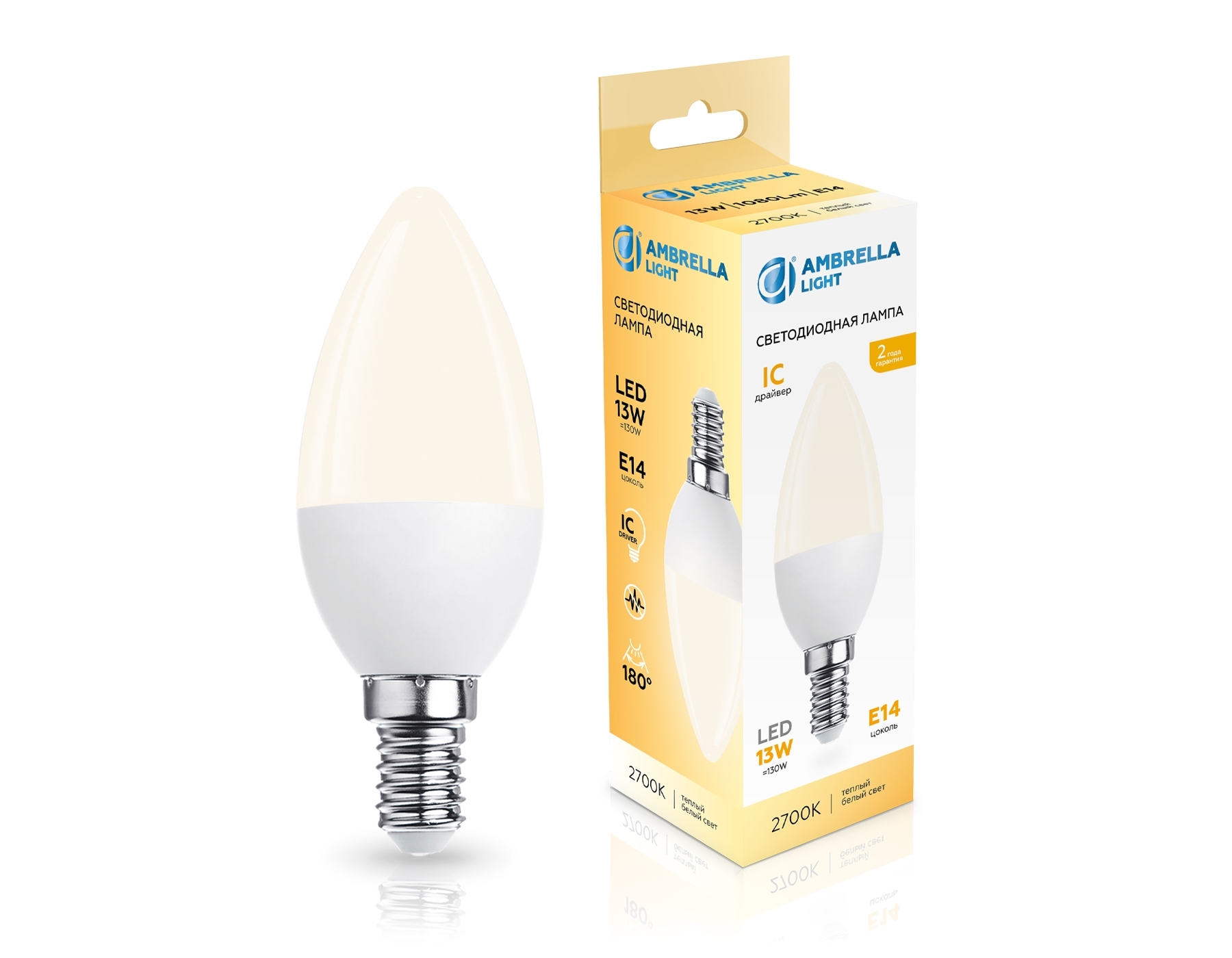 Светодиодная лампа 371313 LED C37 13W IC E14 2700K 175-265V