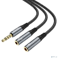 Аудио-переходник HOCO UPA21/ AUX аудио кабель/3.5 mm jack M - 2x3.5 mm jack F/ 0.25m/ Black