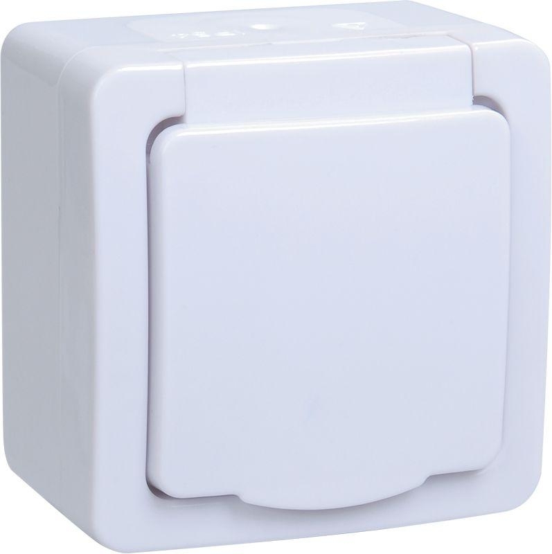 Розетка одноместная IEK ERMP12-K01-16-54-EC РСб20-3-ГПБб роз.1м с з/к о/у IP54 (цвет крышки:белый) ГЕРМЕС PLUS