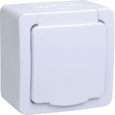 Розетка одноместная IEK ERMP12-K01-16-54-EC РСб20-3-ГПБб роз.1м с з/к о/у IP54 (цвет крышки:белый) ГЕРМЕС PLUS