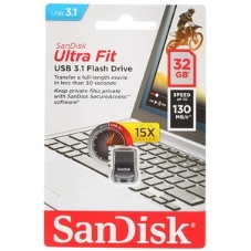 Флешка USB Sandisk CZ430 Ultra Fit (SDCZ430-032G-G46), 32Gb, USB 3.1, R/W 130/40, черный