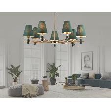 Люстра Ambrella light LH75053/7 BS/GN латунь/зеленый E14*7 max 40W D840*580