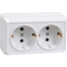 Розетка IEK ERO21-K01-16-DC РС22-3-ОБ 2местн. с з/к 16А откр.уст. ОКТАВА (белый)